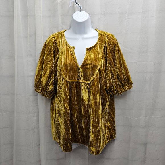 Maurices Gold Velour Babydoll Top Goth Boho Gypsy Hippie M - Picture 12 of 12